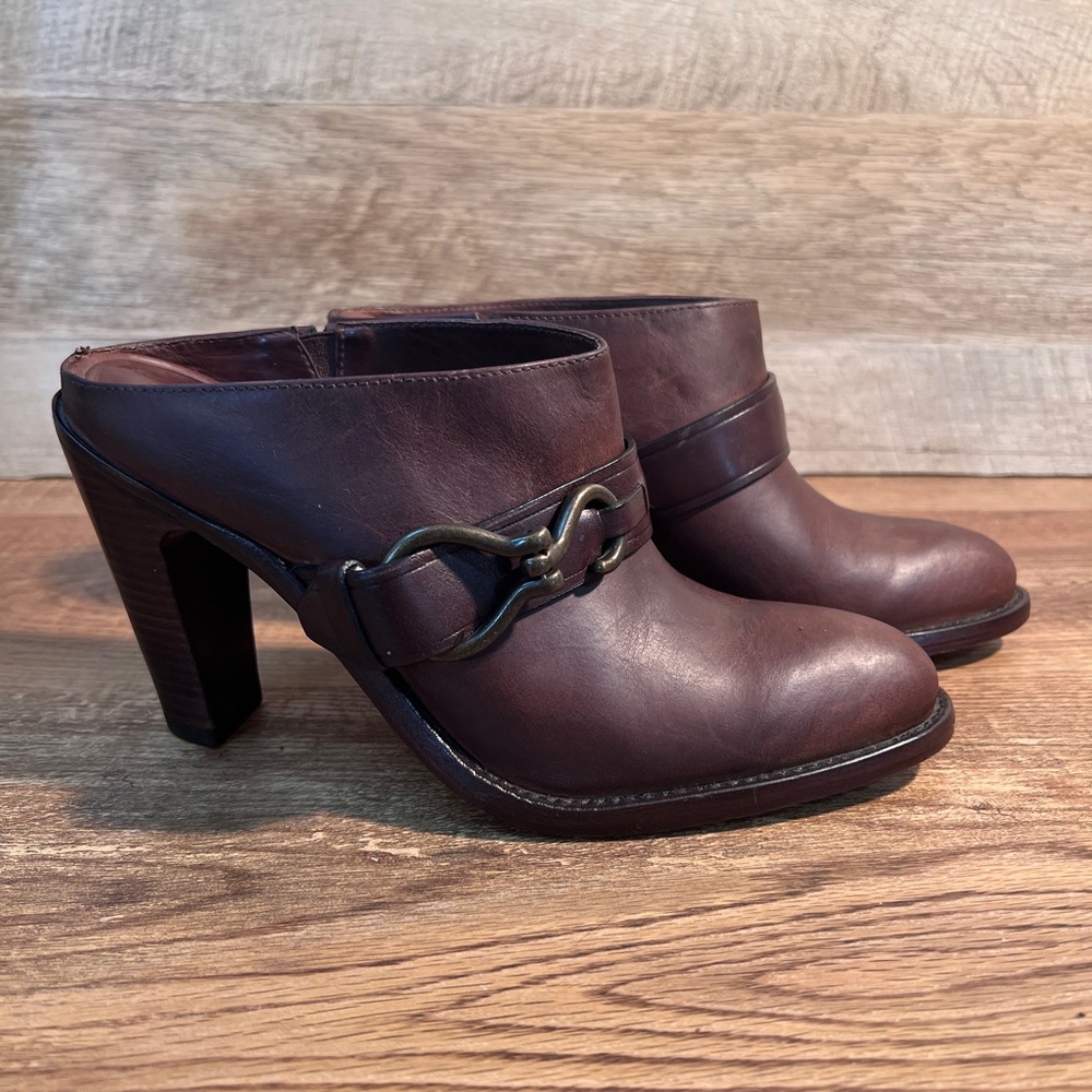 Cole Haan Dark Brown Leather Mules featuring Nike Air Technology for‎ Comfort